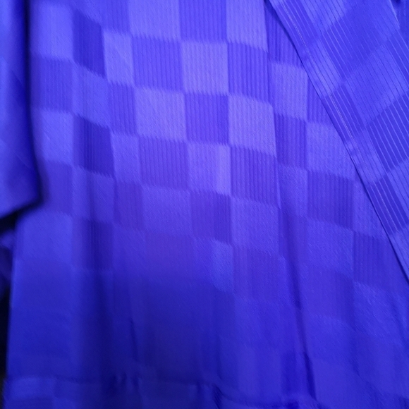 Neo-vintage Royal Blue Drop Waist Silk Satin Checker Board Balloon Skirt Dress - Picture 11 of 15